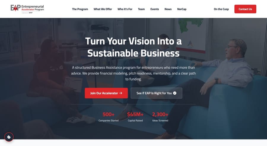 Entrepreneurial Accelerator Program website redesign