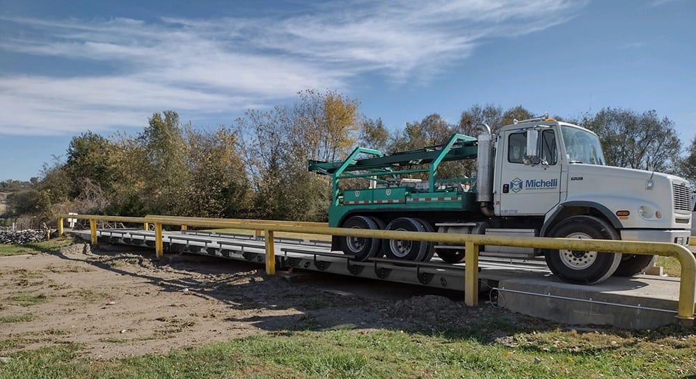 Michelli heavy duty test truck on scale for calibration service