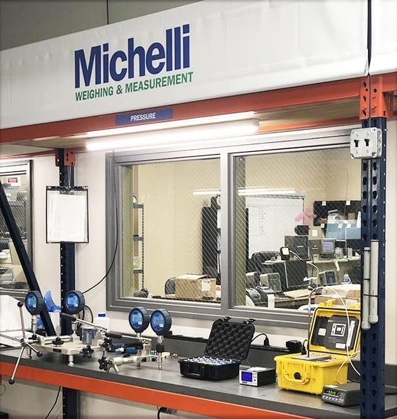 Pressure calibration work station at Michelli Weighing & Measurement calibration laboratory