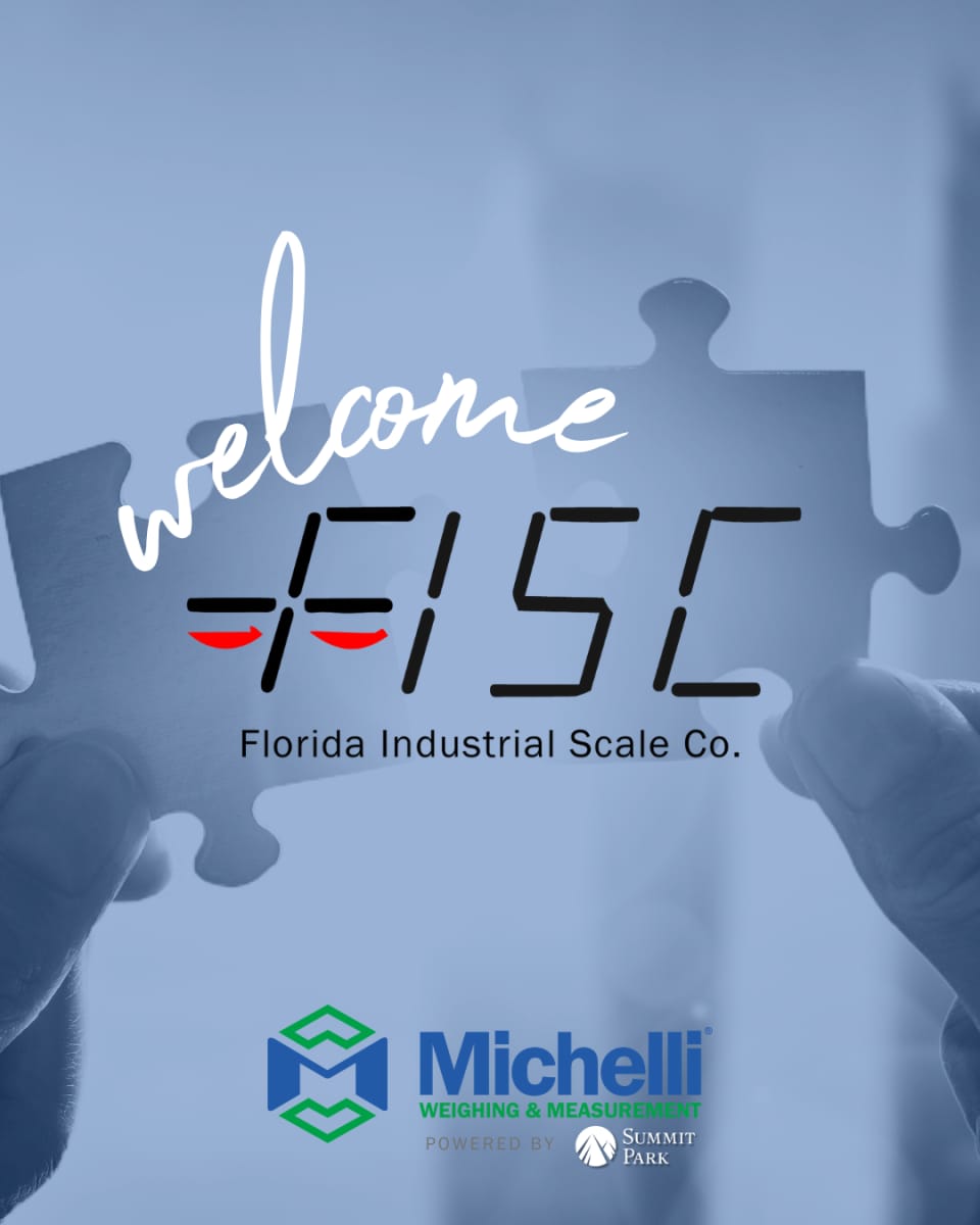 Welcome Florida Industrial Scale Co. graphic announcing the company joining Michelli Weighing & Measurement