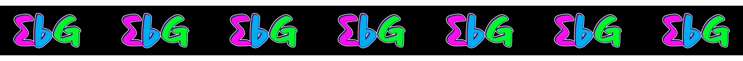 Repeated pattern of colorful 'EbG'
