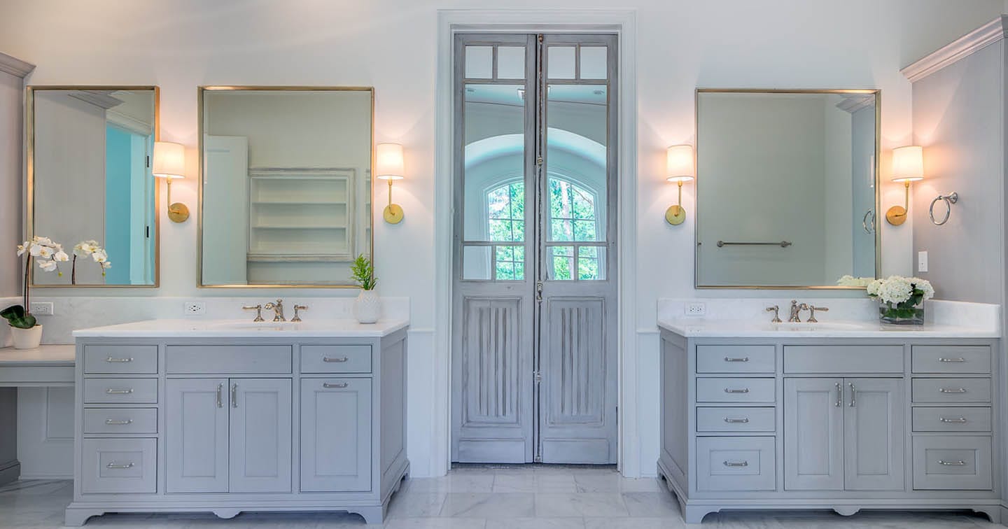 Pierrewood master bath with antique doors
