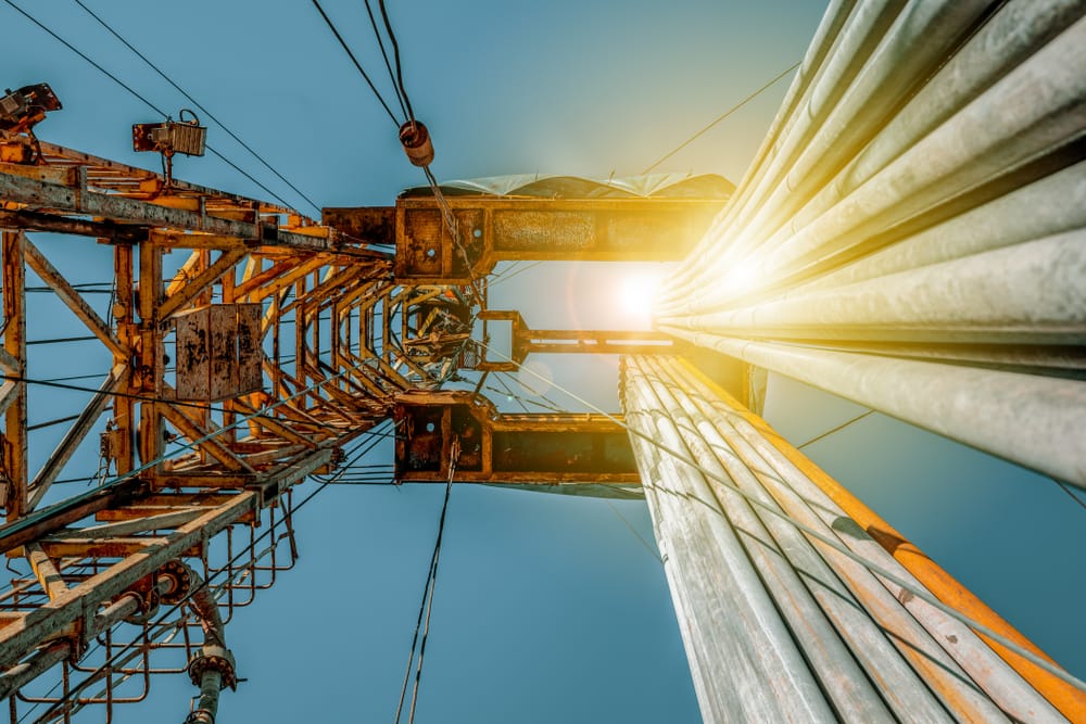 Oilfield equipment viewed from below