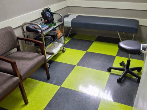 Treatment room with an examination table