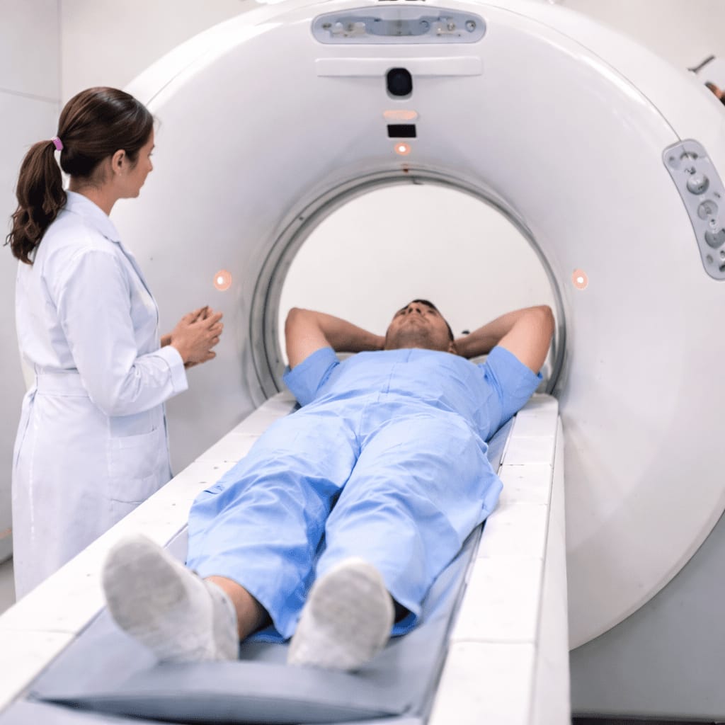 Medical professional evaluating a patient after a brain injury