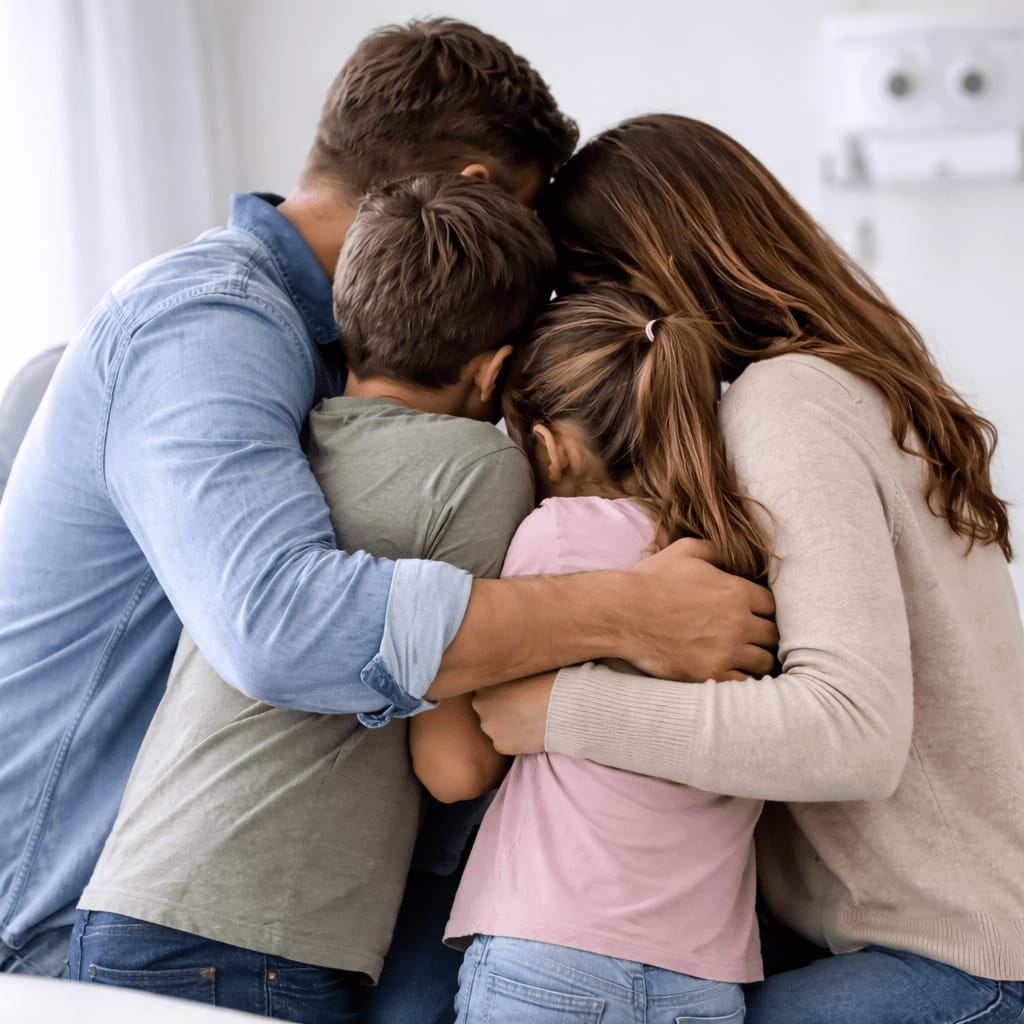 Family members embracing
