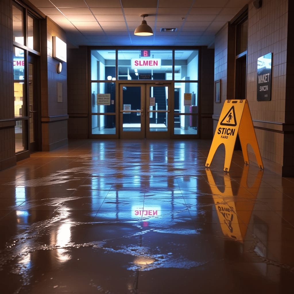 Pedestrian walking through a building corridor