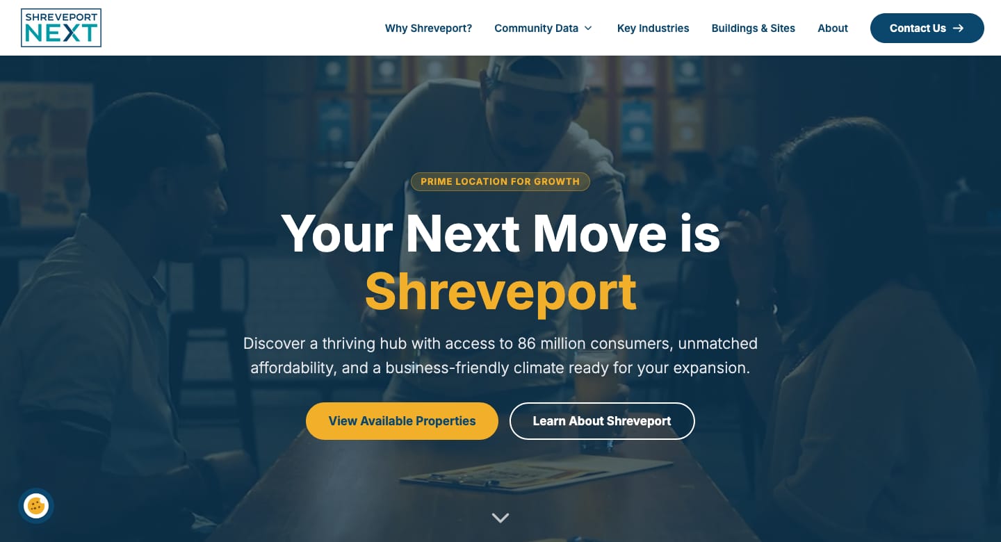 Shreveport Next website homepage
