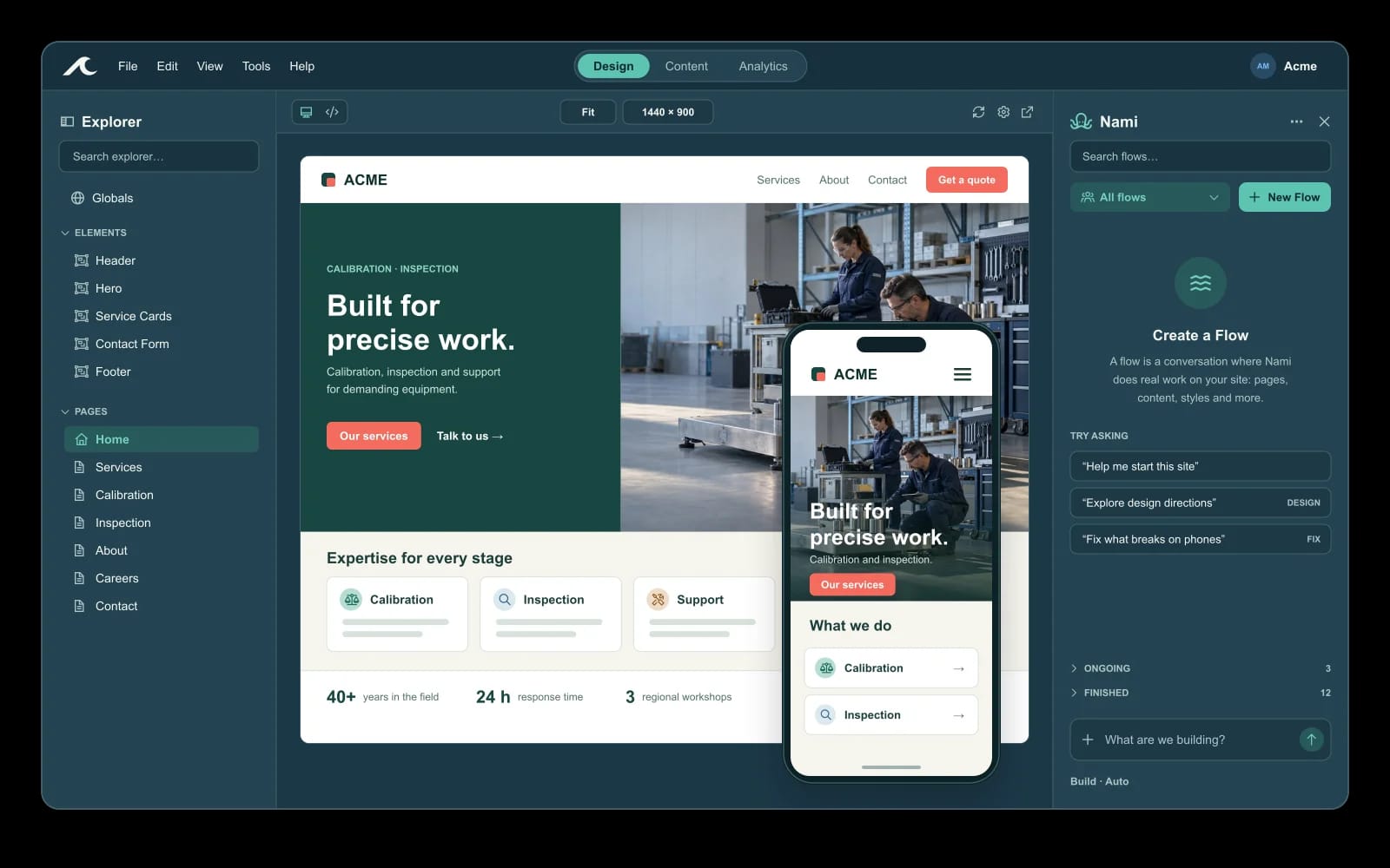 Illustrative Waves Studio with desktop and mobile site previews