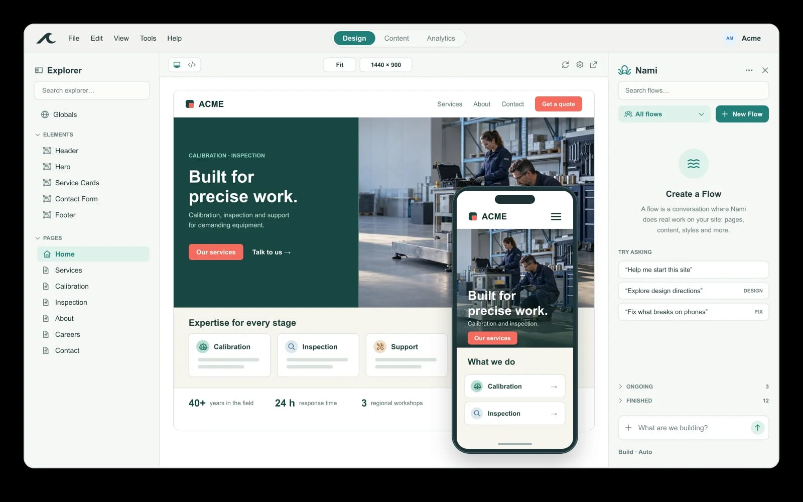 Illustrative Waves Studio with desktop and mobile site previews